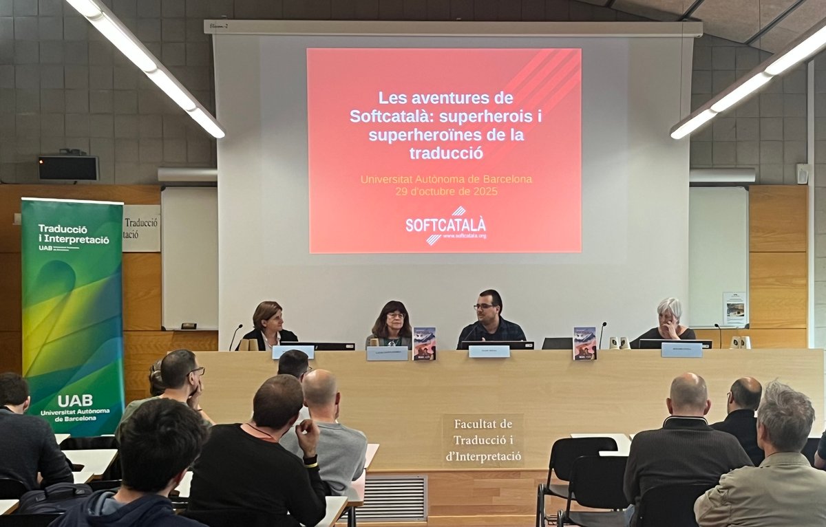Presentació de recursos de Softcatalà a la UAB (foto cortesia de la Facultat de Traducció i Interpretació)